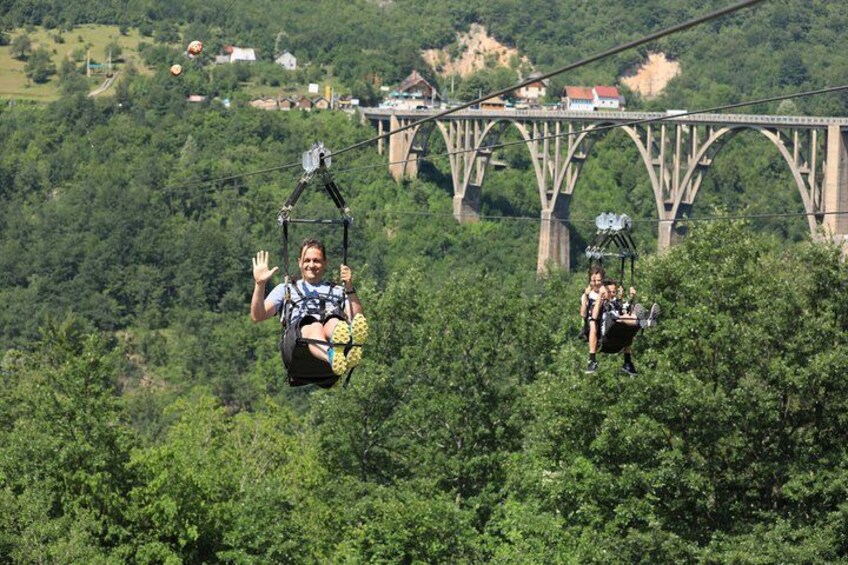 A cable car system with passengers enjoying the ride. 3
