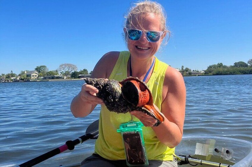 A person holding a large fish on a boat. 1