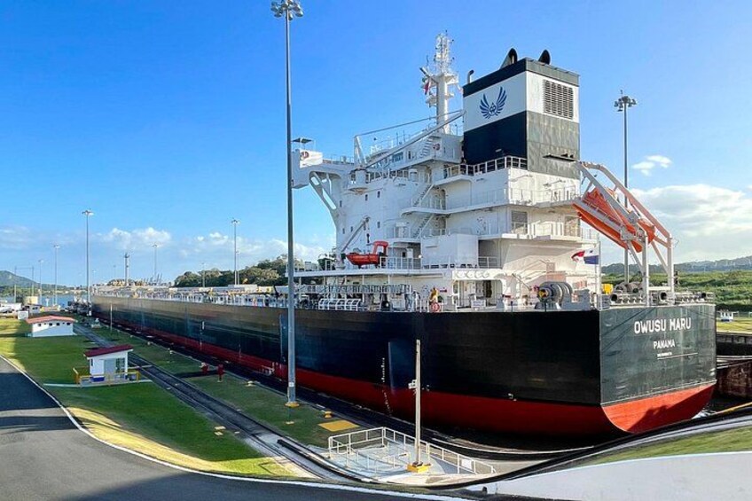 Ship in transit at the Miraflores Locks 1