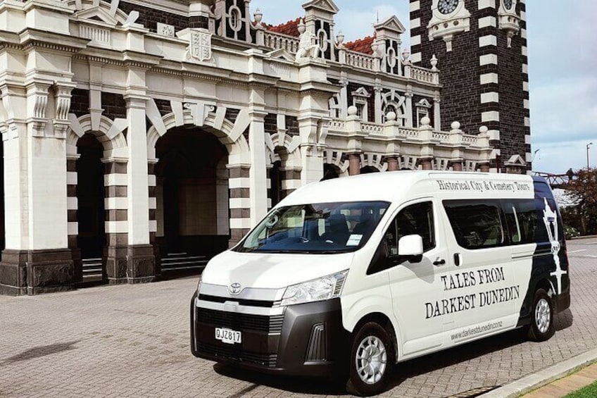 Our new Toyota Hiace outside the Railway Station
