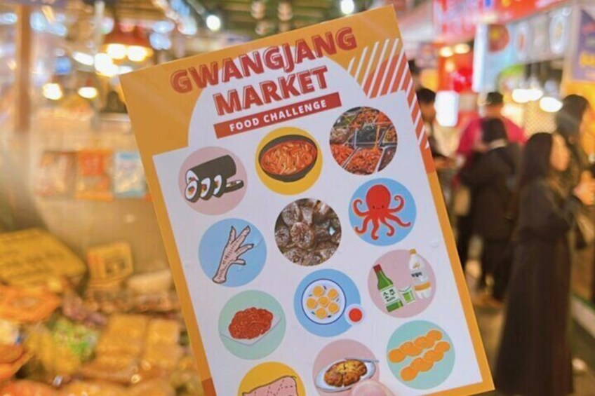 A food challenge sign at Gwangjang Market. 2