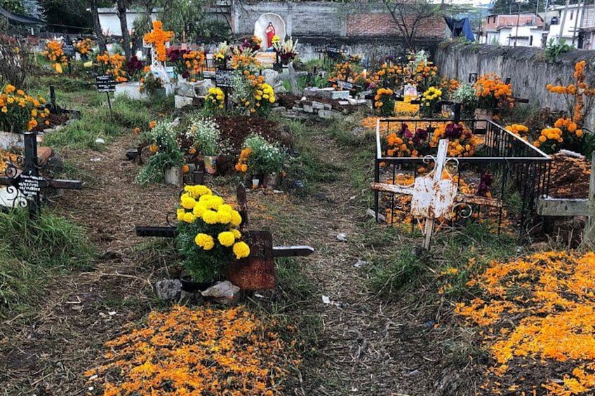 traditional cemetery decorations for Day of the Dead on the island of Yunuen 2