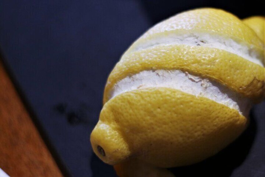 A lemon with a white rind. 5