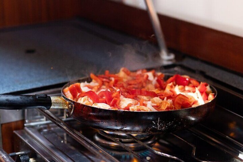 Lunch Cooked freshly on Board!