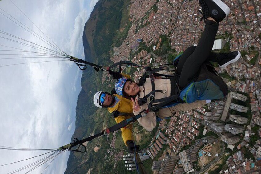 Medellin from the sky in paragliding