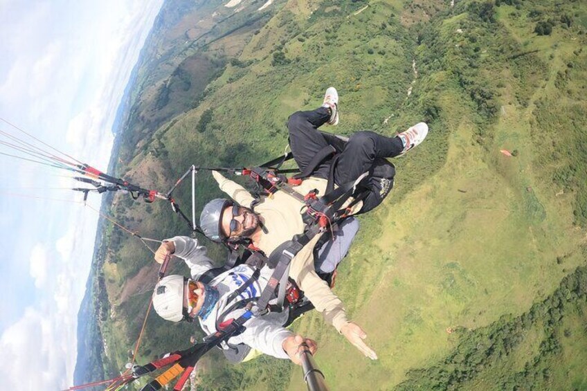 Medellin from the sky in paragliding