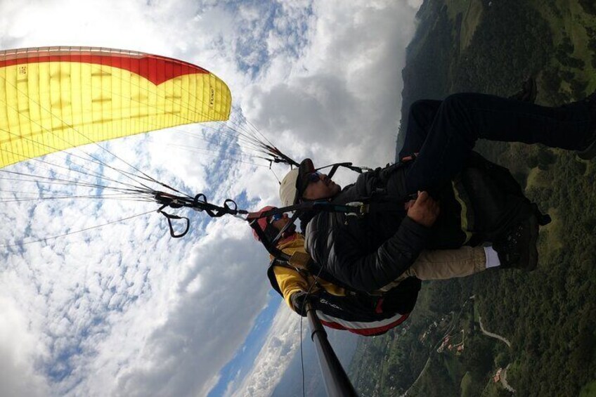 Medellin from the sky in paragliding