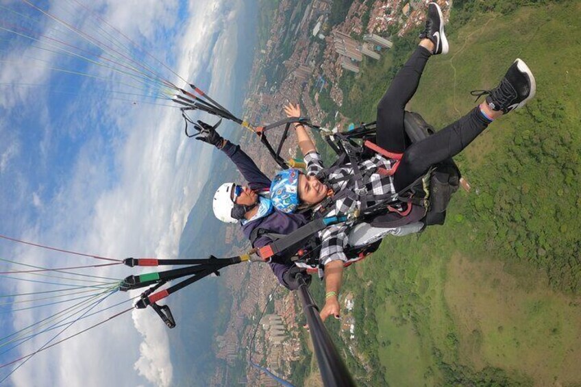 Medellin from the sky in paragliding