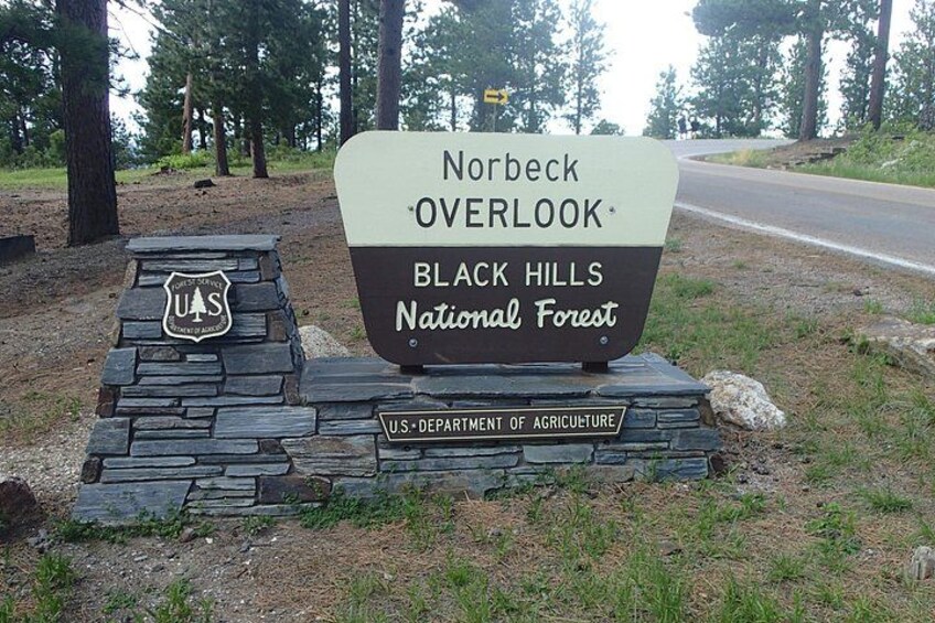 A sign for Black Hills National Forest with the U.S. Department of Agriculture logo. 3