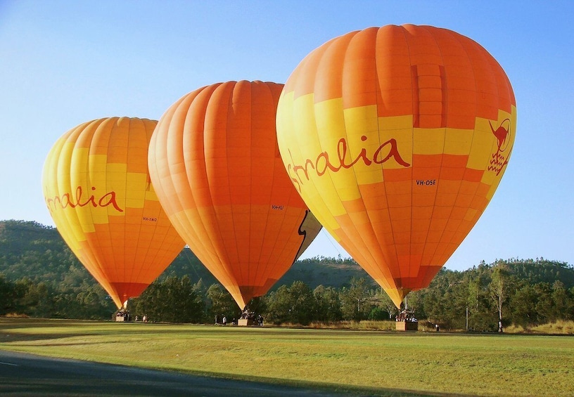 Three hot air balloons with the word "Australia" on them. 2