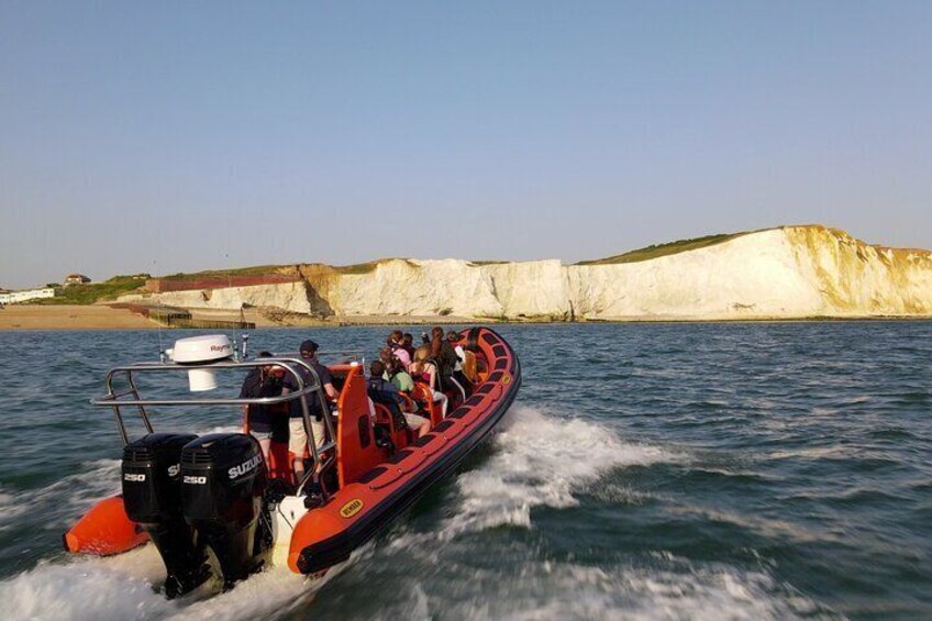 Our RIB can carry 12 passengers of speeds up to 30 knots.