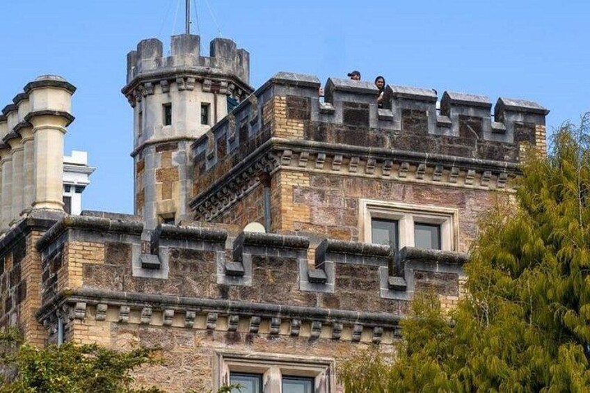 A castle-like building with a turret and crenellations. 5
