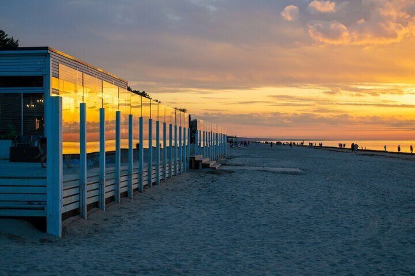 One of Jurmala beach cafes in sunset