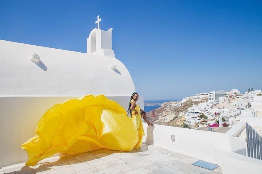 Blue Dome entry - Oia Flying Dress Photoshoot Santorini 5