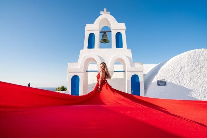 Blue Dome entry - Oia Flying Dress Photoshoot Santorini 3