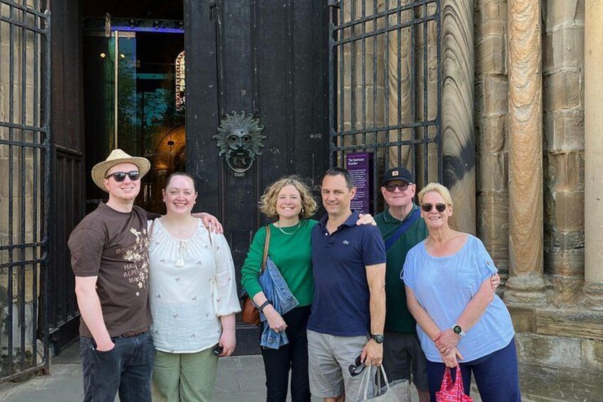 In front of the Sanctuary Knocker. 2