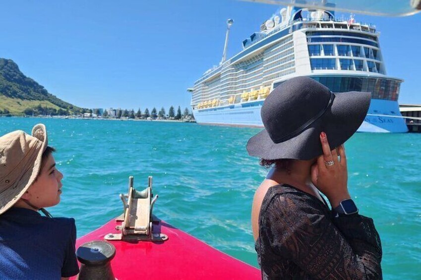 Up close to our largest cruise ship Ovation of the Seas