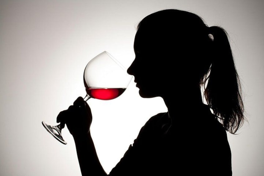 A silhouette of a person holding a wine glass. 3