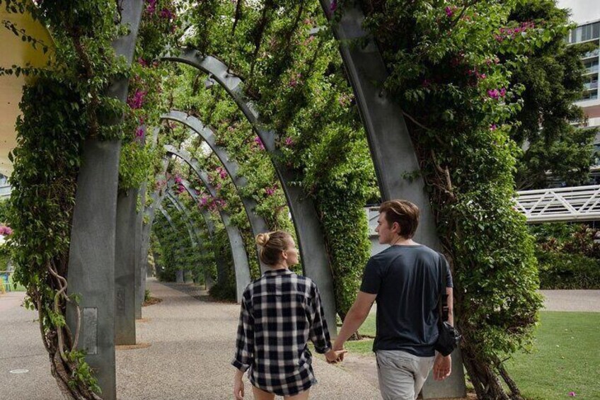 Walk the bouganvillea arches and take a photo with out iconic Brisbane Sign.