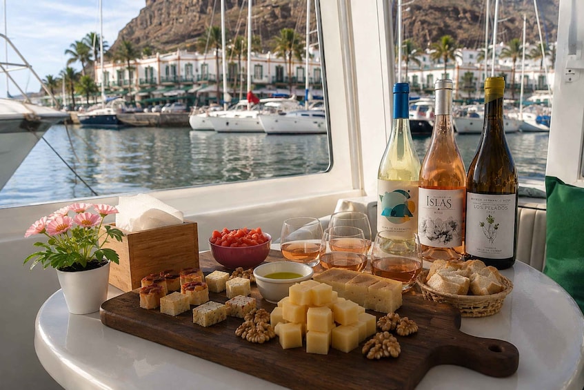 Puerto de Mogán: Boat Cruise + Dockside Wine Pairing 2