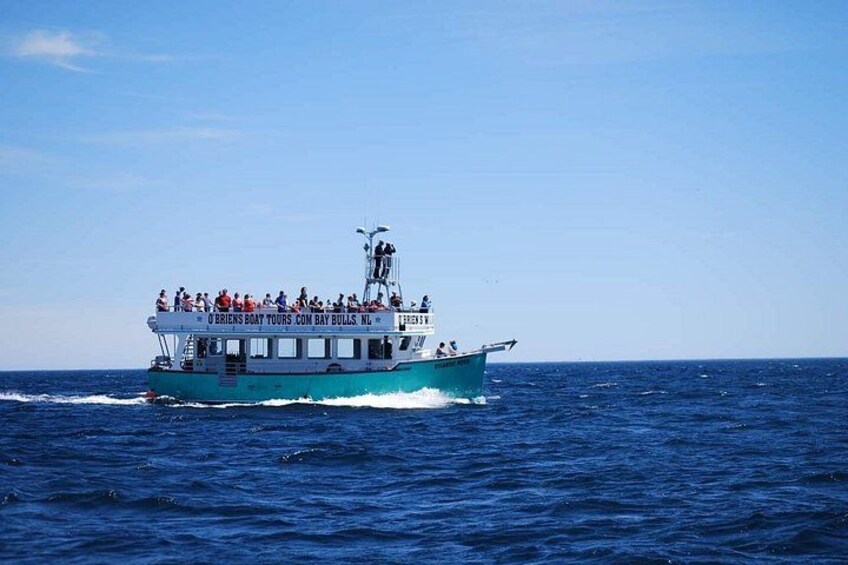 Un barco con gente en la cubierta navegando por el océano. 2