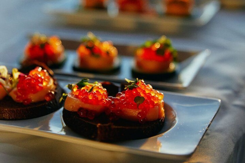Indulge in the luxury of organic caviar, exclusively for our VIP guests. 2