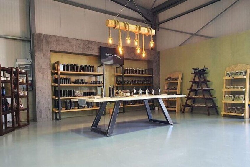 Tasting room with products that you can buy