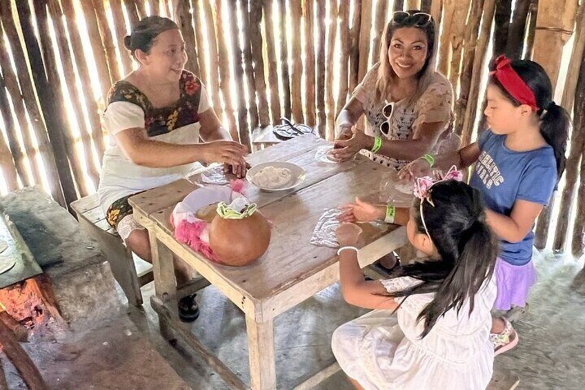 Preparing hand made organic tortillas