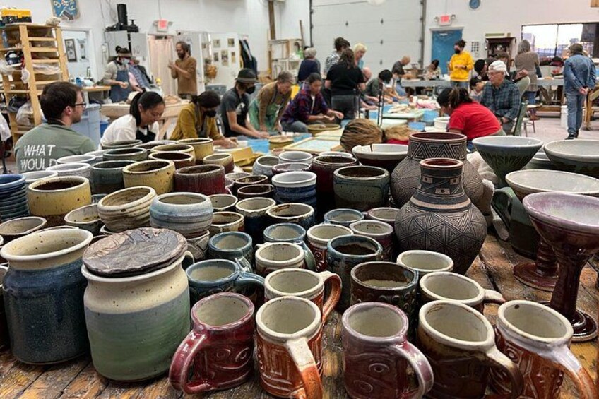 Loot from the last kiln load, now available for sale in our gallery. 3