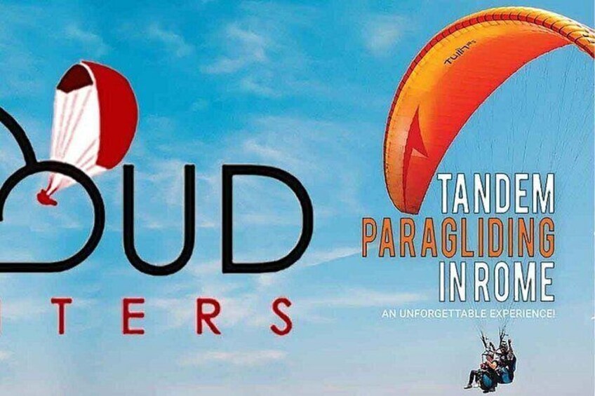 A sky with clouds and a parachute. 3