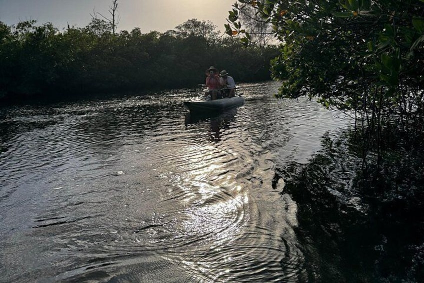 Returning to the launch site after six hours, the return trip uses a motor. 3