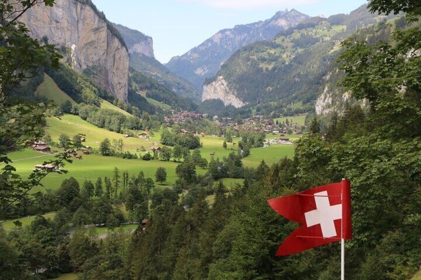 view on Lauterbrunnen valley from Trümmelbach Falls