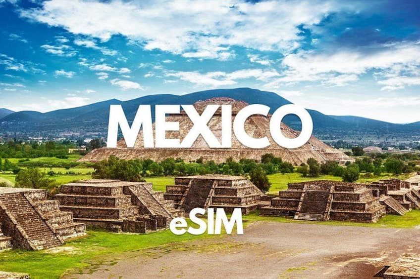 Ancient ruins with the word 'MEXICO' in the background. 1