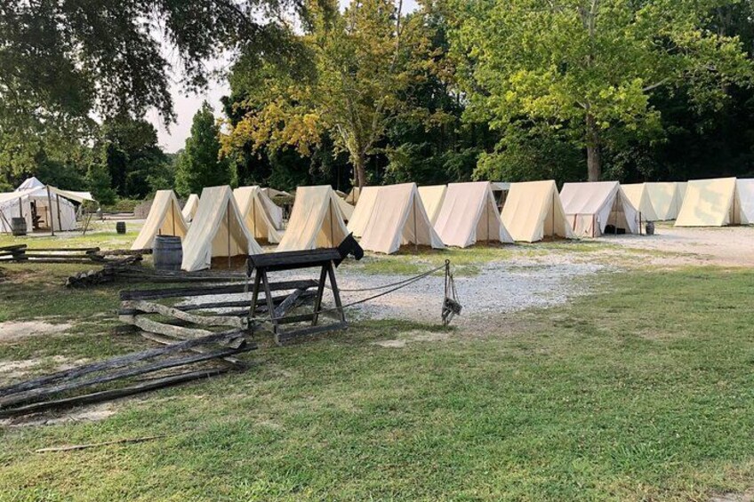 American Revolution Museum at Yorktown, showing soldiers’ tents and officers’ tents 2