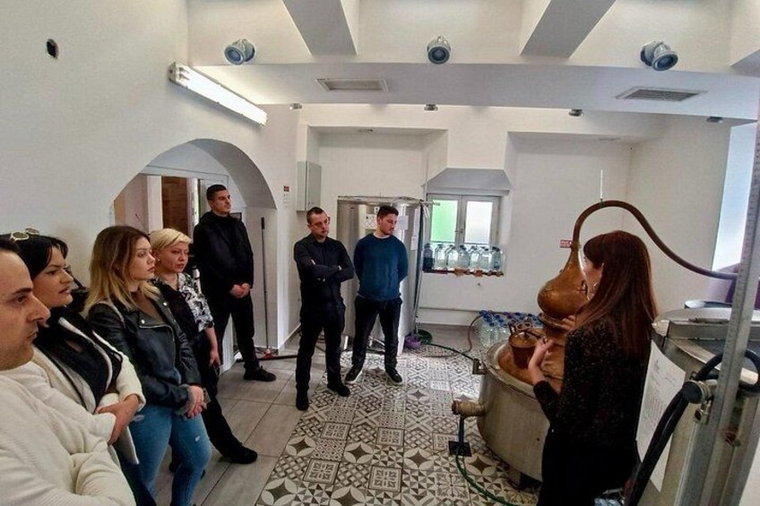 Un groupe de personnes se trouve dans une pièce, et un grand objet incurvé est posé sur un support. 5