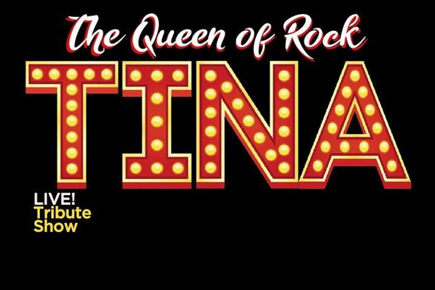 Uno spettacolo tributo dedicato a Tina con lettere illuminate e il testo 'LIVE! Tribute Show'. 1