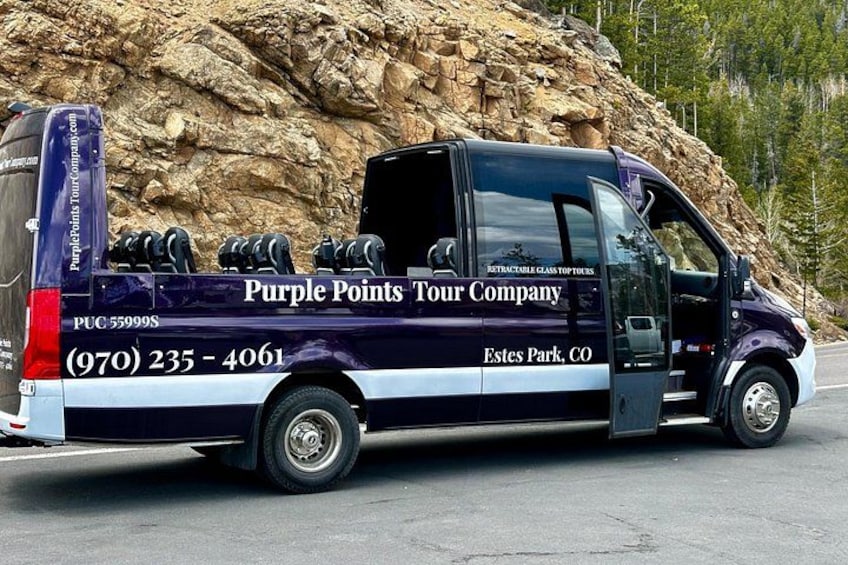 Retractable Glass Top Tours of RMNP by Purple Points Tour Company 3