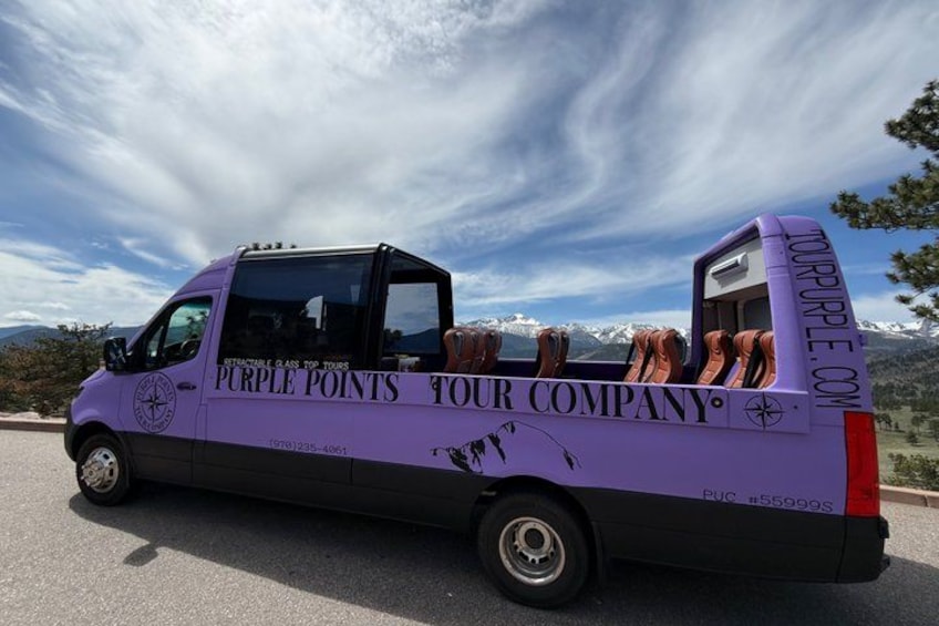 Retractable Glass Top Tours of RMNP by Purple Points Tour Company 2
