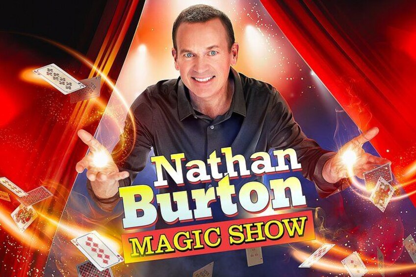 Nathan Burton, een goochelaar, treedt op tijdens een goocheltruc. 1
