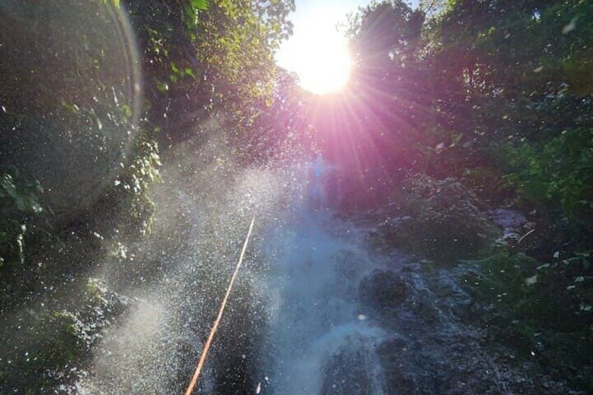 Canyoning Adventure Rappelling Waterfalls in Arenal Volcano