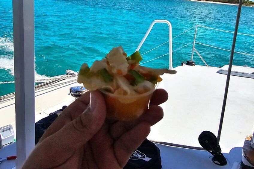 Delicious: Native conch salad served onboard! 2