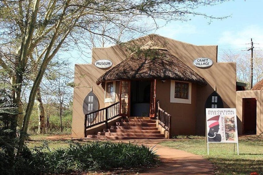 A building with a thatched roof, labeled as a museum and craft village. 3