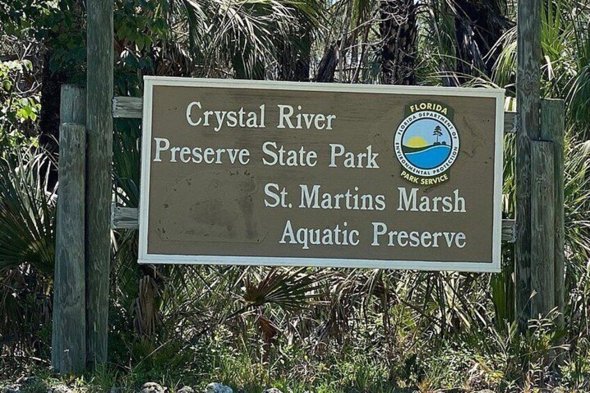 A sign for Crystal River Preserve State Park, St. Martins Marsh, and Aquatic Preserve. 2