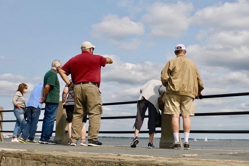Guests looking towards Fort Sumter from the Charleston Battery 5