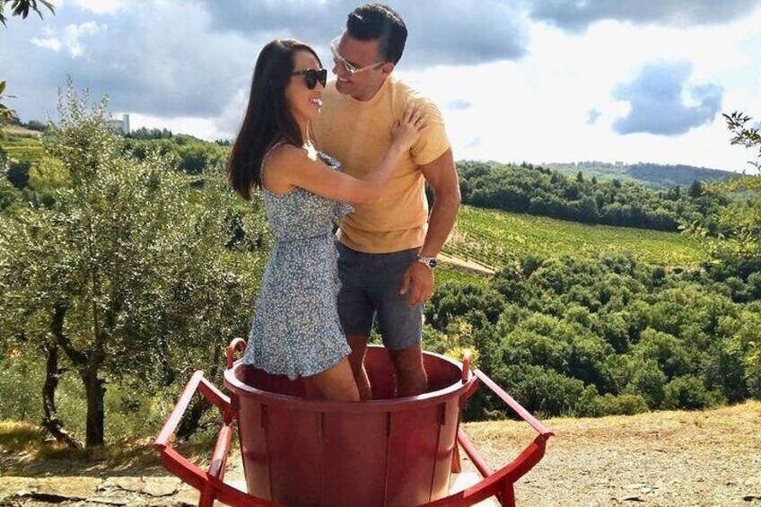 Grape stomping in Tuscany