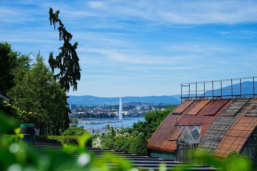 Un paisaje urbano con un río, una fuente y un puente. 2