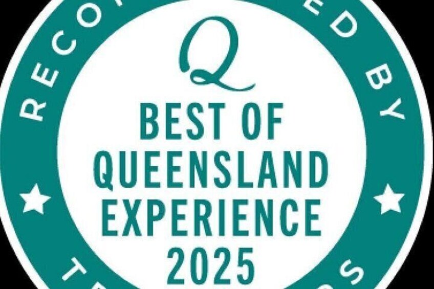A circular badge with the text 'BEST OF QUEENSLAND EXPERIENCE 2025' and a stylized 'Q' at the top. 2