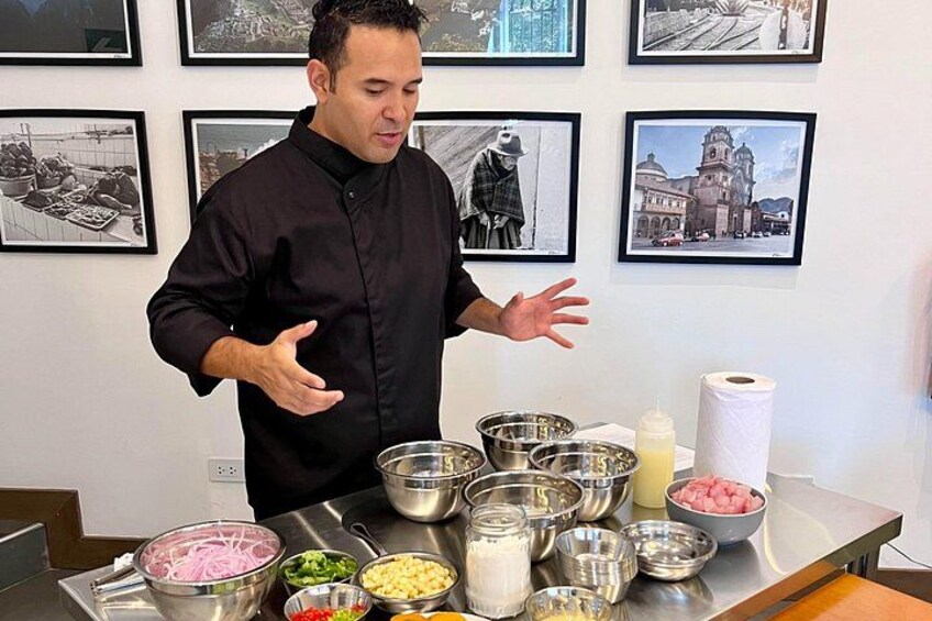Our chef explaining the history and ingredients of our world famous ceviche! 1