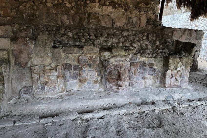 Ancient stone carvings on a wall. 3