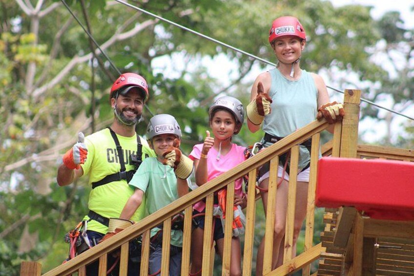 Family after they completed the Monkey Zipline Adventure and Challenge Course at the Harrison's Cave Eco-Adventure Park 2